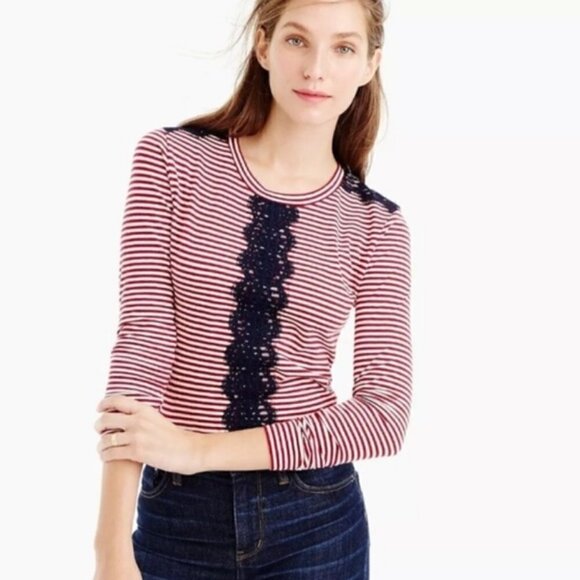 J. Crew red, white stripe long-sleeve jersey, Small - Picture 2 of 10